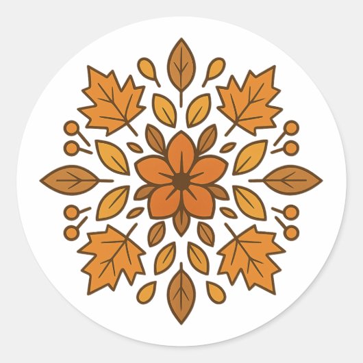 Herfstbloem mandala ronde sticker (Voorkant)
