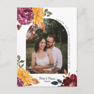 Herfstbloem met dank je waterverf bloesem briefkaart