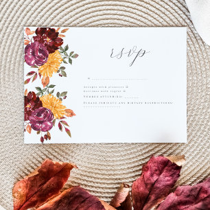 Herfstbloem met vette waterverf bloei RSVP kaartje