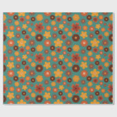 Herfstbloem Naadloze Rustieke Verjaardagsviering Cadeaupapier (Vlak)