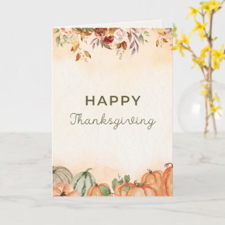 Herfstbloem & Pompoenen Gelukkig Thanksgiving Kaar Kaart
