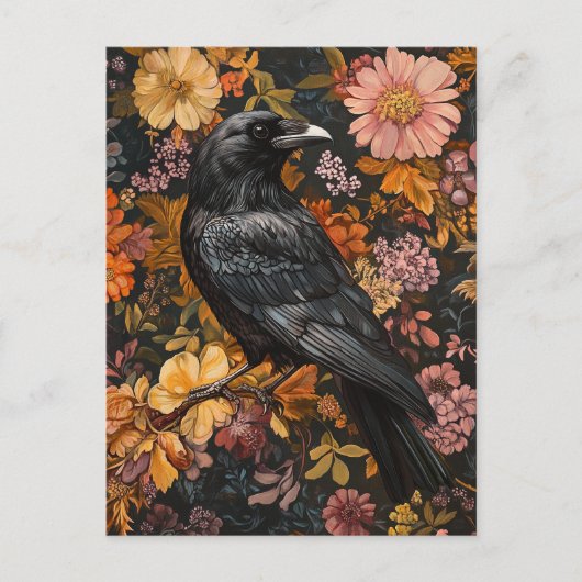 Herfstbloem Raven Crow Briefkaart (Voorkant)