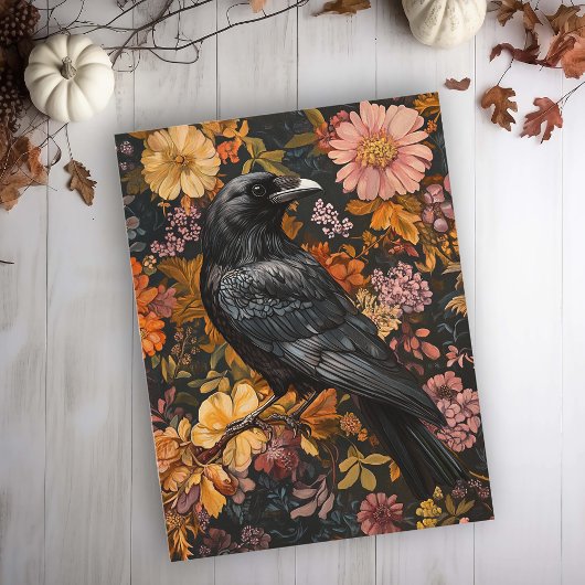 Herfstbloem Raven Crow Kaart