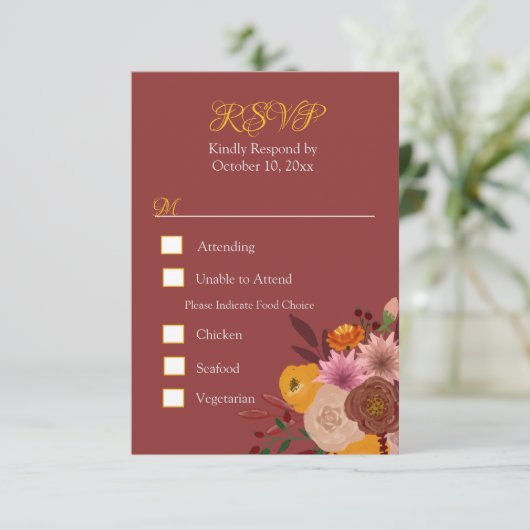 Herfstbloem RSVP-reactiekaart RSVP Kaartje (Staand voorkant)
