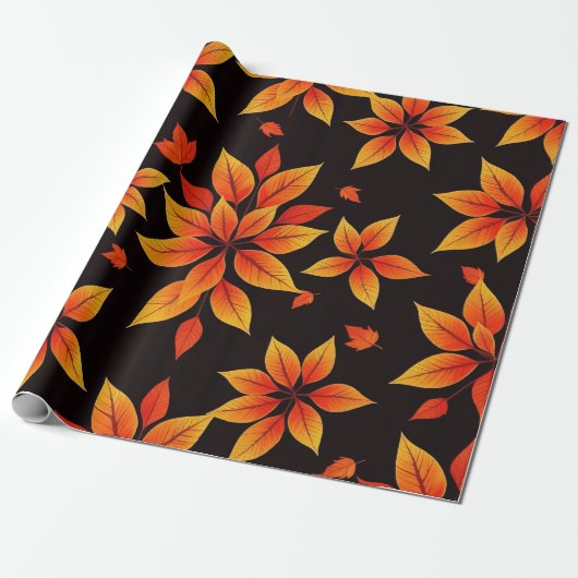 Herfstbloem vet Herfst kleuren Cadeaupapier (Uitgerold)