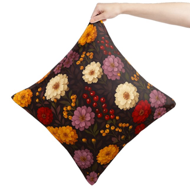 Herfstbloemen - Boho-boerderijstijl Kussen (A cozy touch of fall with rich floral patterns, perfect for adding seasonal charm to your home.)
