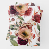 Herfstbloemen Bourgondiërood Oranje Botanisch Bloe Inpakpapier Vel (In situ)