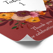 Herfstbloemen Bruiloft Tafel Nummer Poster (Hoek)