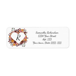 Herfstbloemen Bruiloft Witte retouradreslabels Etiket