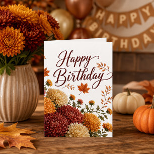 Herfstbloemen Chrysanthemum Verjaardagswensen Kaart
