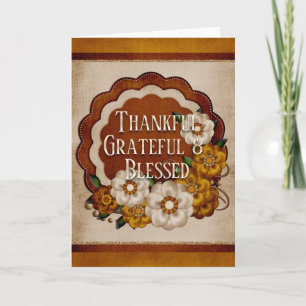 Herfstbloemen Dankbaar Erkentelijk en Gezegend Kaart