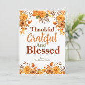 Herfstbloemen dankbare en gezegende Thanksgiving Feestdagenkaart (Staand voorkant)