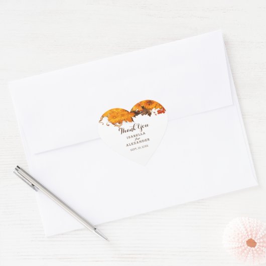 Herfstbloemen en bessen hart sticker (Envelop)