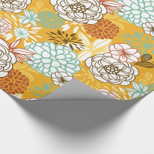 Herfstbloemen en bladeren die papier verpakken (Hoek)