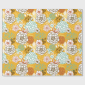 Herfstbloemen en bladeren die papier verpakken (Vlak)