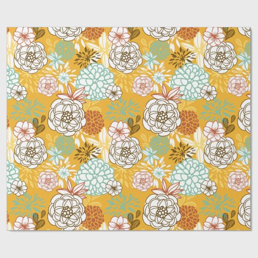 Herfstbloemen en bladeren die papier verpakken (Vlak)