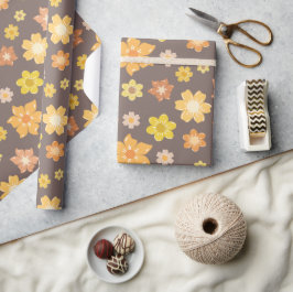 Herfstbloemen en gouden bloemen naadloze verjaarda cadeaupapier