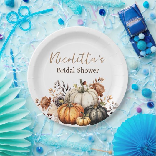 Herfstbloemen en pompoenen waterverf herfst papieren bordje (Feest)