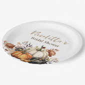 Herfstbloemen en pompoenen waterverf herfst papieren bordje (Gekanteld)