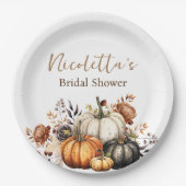 Herfstbloemen en pompoenen waterverf herfst papieren bordje (Voorkant)