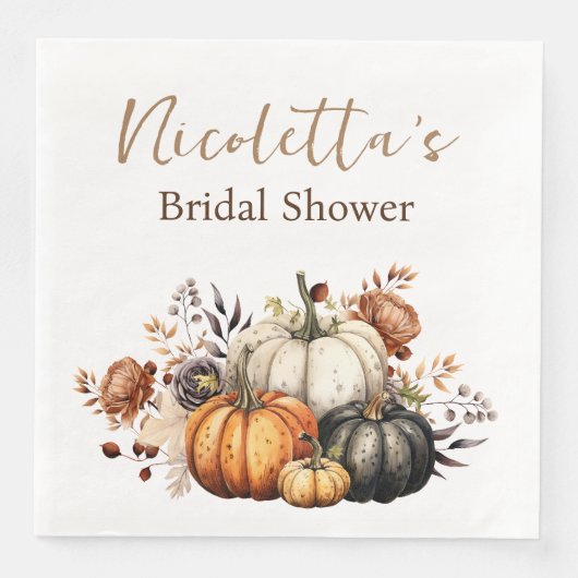 Herfstbloemen en pompoenen waterverf herfst servet (Voorkant)