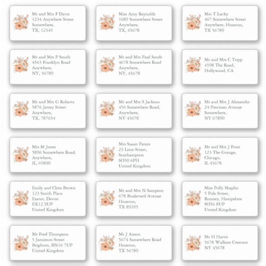 Herfstbloemen Enkele geadresseerde Naam Adres Sticker (Voorkant)