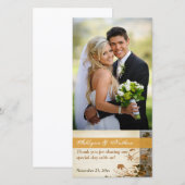 Herfstbloemen, FAUX Houten Trouwfotocard 2 Bedankkaart (Voorkant / Achterkant)