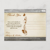 Herfstbloemen FAUX Wood Foto Dank u Post Kaart (Achterkant)