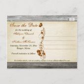 Herfstbloemen, FAUX Wood Save the Date Post Kaart (Achterkant)