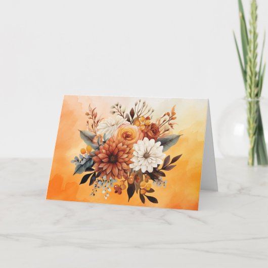 Herfstbloemen Feestdagen Kaart (Voorkant)