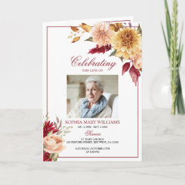 Herfstbloemen Foto Herdenkings- Funeral Programma' Kaart