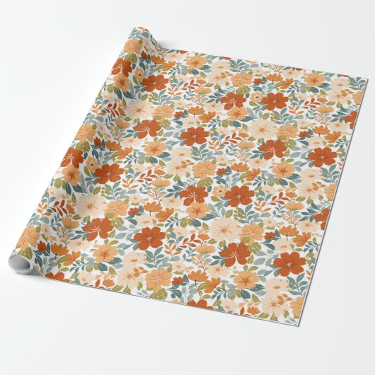Herfstbloemen - Herfst Bloemenweide Cadeaupapier (Uitgerold)