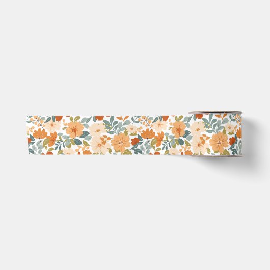 Herfstbloemen - Herfst Bloemenweide Satijnen Lint (Voorkant)