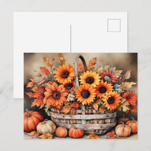 Herfstbloemen, herfstkleuren, briefkaart (Voorkant / Achterkant)