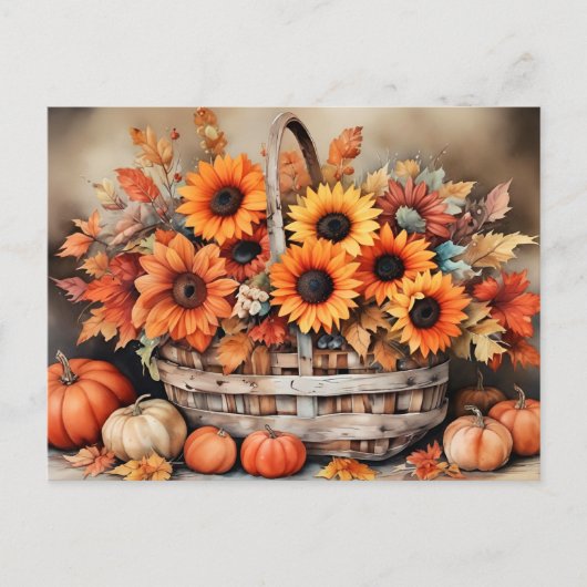 Herfstbloemen, herfstkleuren, briefkaart (Voorkant)