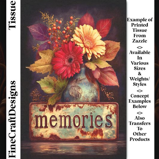 Herfstbloemen & Herinneringen Teken DQ2F Decoupage Tissuepapier