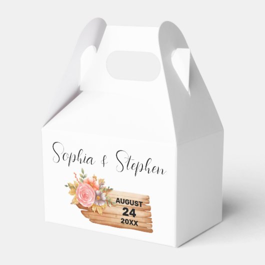 Herfstbloemen & Houten Bord Bedankdoosjes (Voorkant Zijde)