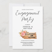 Herfstbloemen & Houtteken Verloving Kaart (Voorkant)