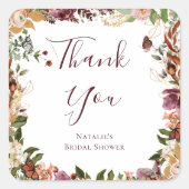 Herfstbloemen in landelijke stijl vierkante sticker (Voorkant)