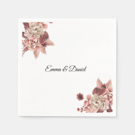 Herfstbloemen in waterverf in landelijke stijl servet