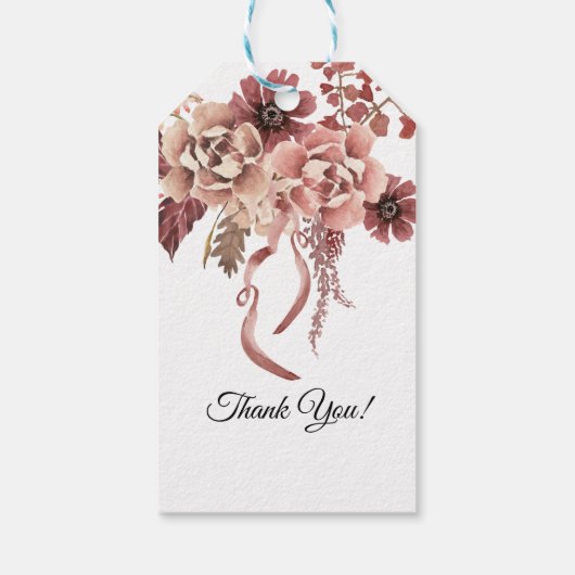 Herfstbloemen in waterverfstijl cadeaulabel (Achterkant)