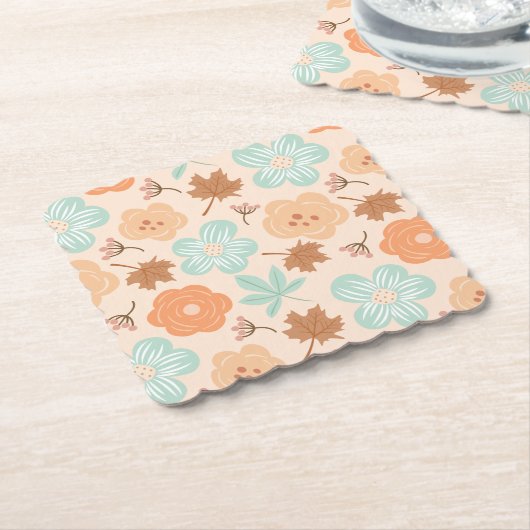 Herfstbloemen Kartonnen Onderzetters (Gebogen)