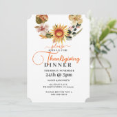 Herfstbloemen krans Thanksgiving Diner Kaart (Staand voorkant)