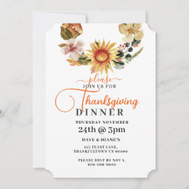 Herfstbloemen krans Thanksgiving Diner Kaart