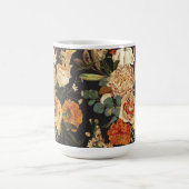 Herfstbloemen, kruiden en champignons illustratie. koffiemok (Center)
