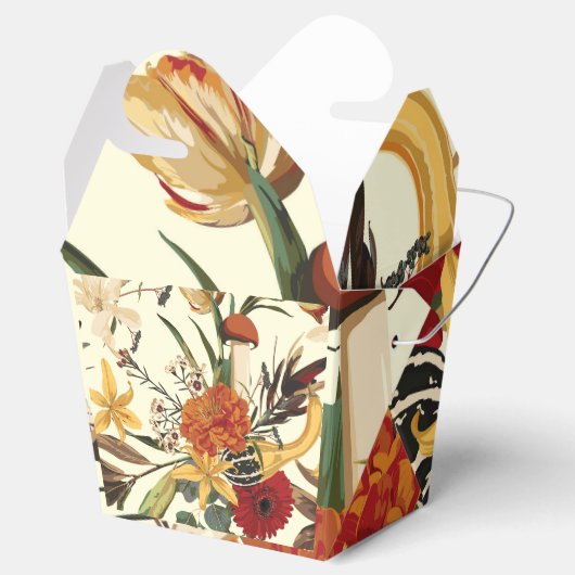 Herfstbloemen, kruiden en paddenstoelen naadloos. bedankdoosjes (Geopend)