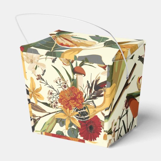 Herfstbloemen, kruiden en paddenstoelen naadloos. bedankdoosjes (Achterkant)