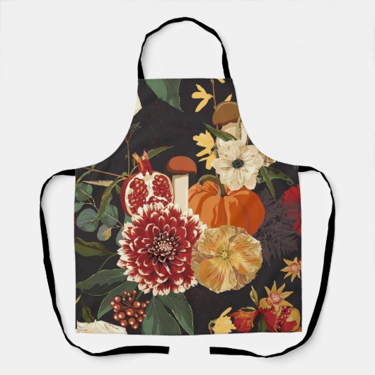 Herfstbloemen, kruiden en paddenstoelen. schort (Voorkant)