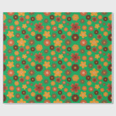 Herfstbloemen Levendige groene naadloze Thanksgivi Cadeaupapier (Vlak)