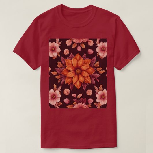 Herfstbloemen Maroon T-shirt (Design voorkant)